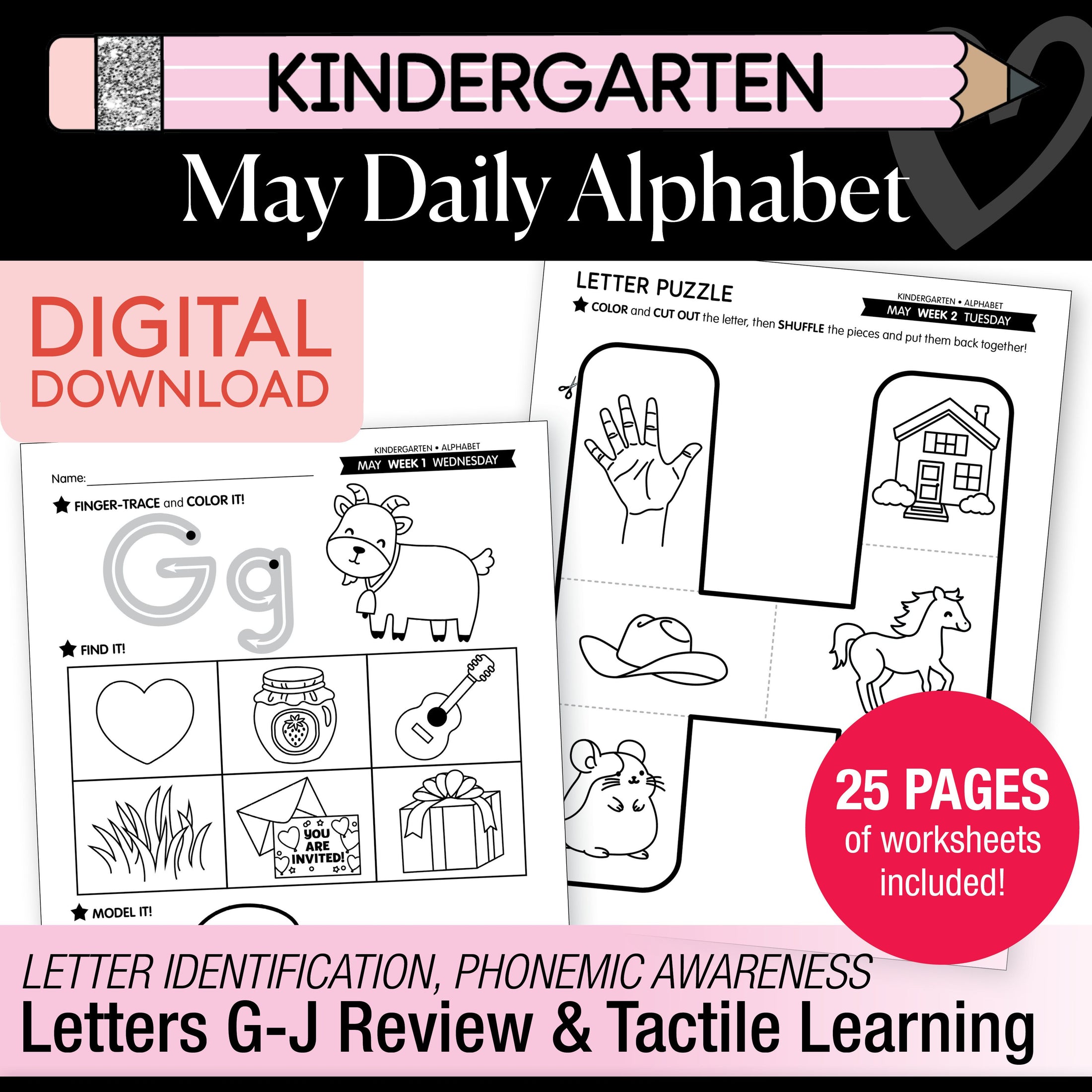 Printable Kindergarten May Daily Alphabet