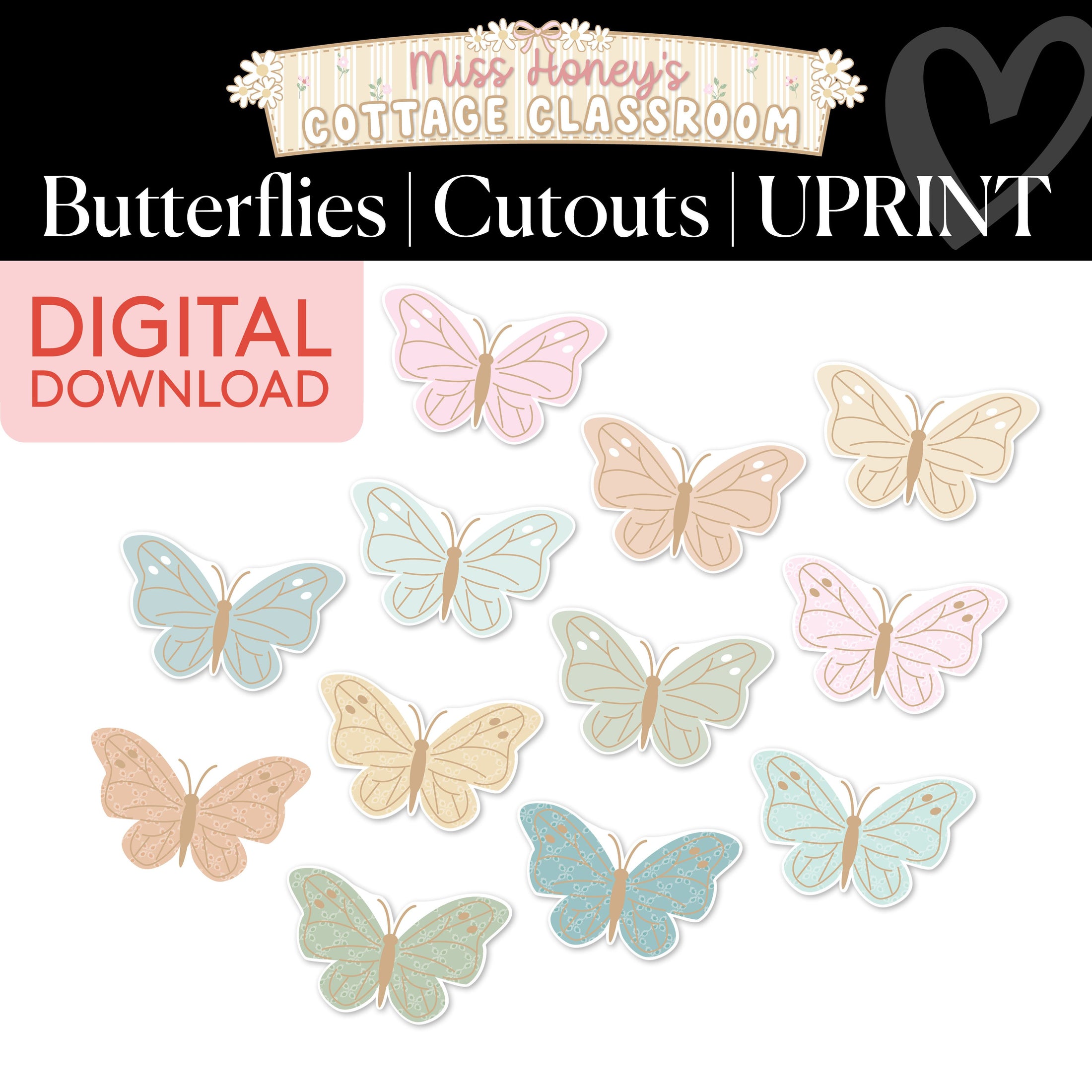 Printable Calming Butterflies Cutouts | Miss Honey's Cottage Classroom