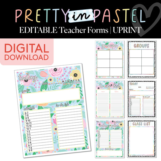 Printable Pastel Editable Teacher Forms | Pretty in Pastel