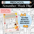 Load image into Gallery viewer, Printable Preschool November Week 2 Resources
