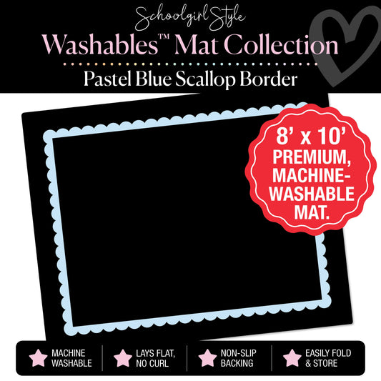 Pastel Blue Scallop Border Classroom Mat by Schoolgirl Style