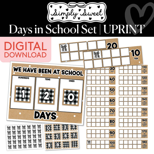 Printable Classic Black and White Days in School Set | Simply Sweet