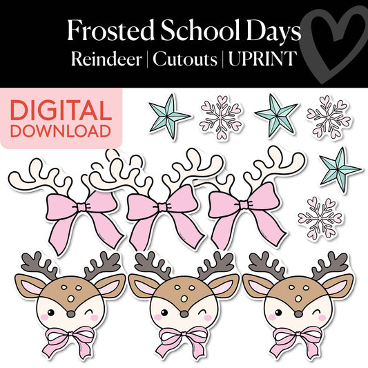 Printable Christmas Reindeer Cutouts | Frosted School Days