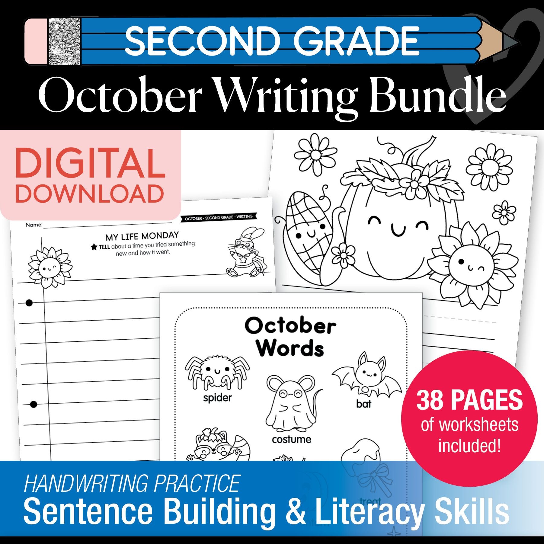 Printable Second Grade October Writing Bundle