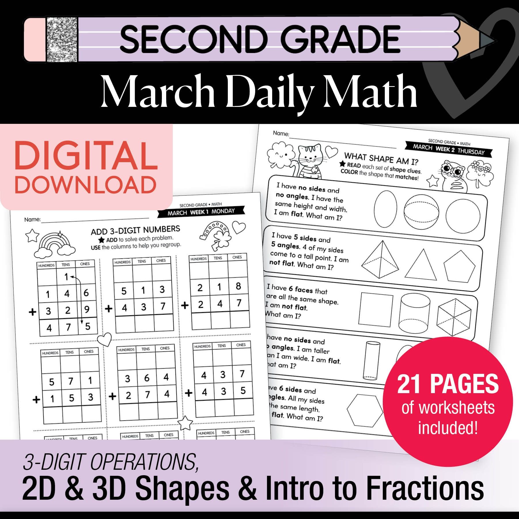 Printable Second Grade March Daily Morning Work