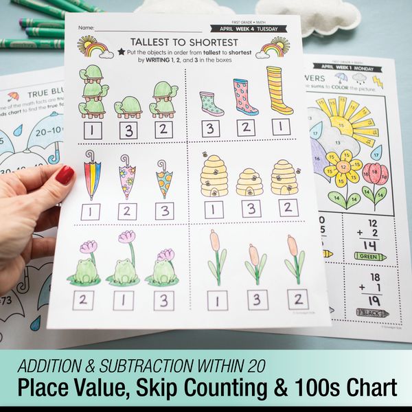 Printable First Grade April Daily Math