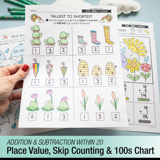 Printable First Grade April Daily Math