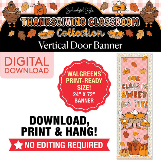 Printable Thanksgiving Vertical Walgreens Ready Kraft Style Banner | 90s Teacher