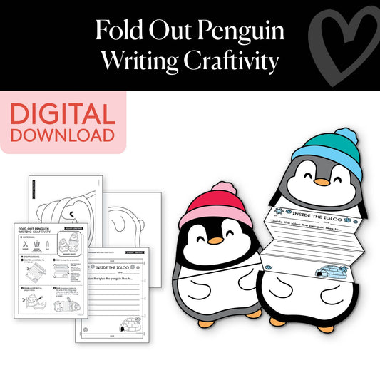 Printable January Fold Out Penguin Writing Craftivity