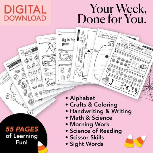 Printable Kindergarten October Week 3 Resources