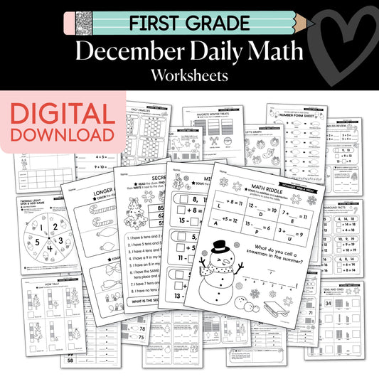 Printable First Grade December Daily Math Worksheets