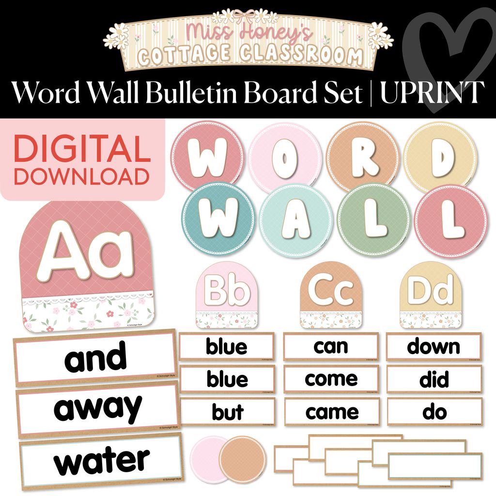 Printable Calming Word Wall Bulletin Board Set | Miss Honey's Cottage Classroom