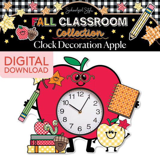 Printable Fall Apple Clock Decoration | 90s Teacher