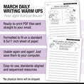 Load image into Gallery viewer, Printable Second Grade March Daily Writing Warm Ups
