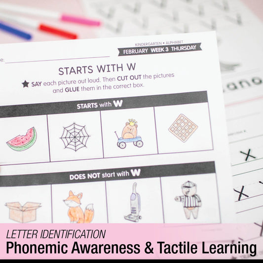 Printable Kindergarten February Daily Alphabet (Q-T)