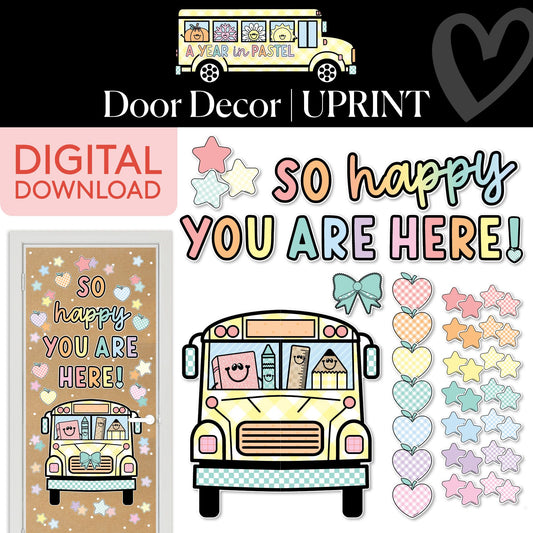 Printable So Happy You Are Here Door Decor | A Year In Pastel