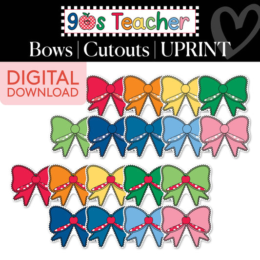 Printable Retro Bows Cutouts | 90s Teacher