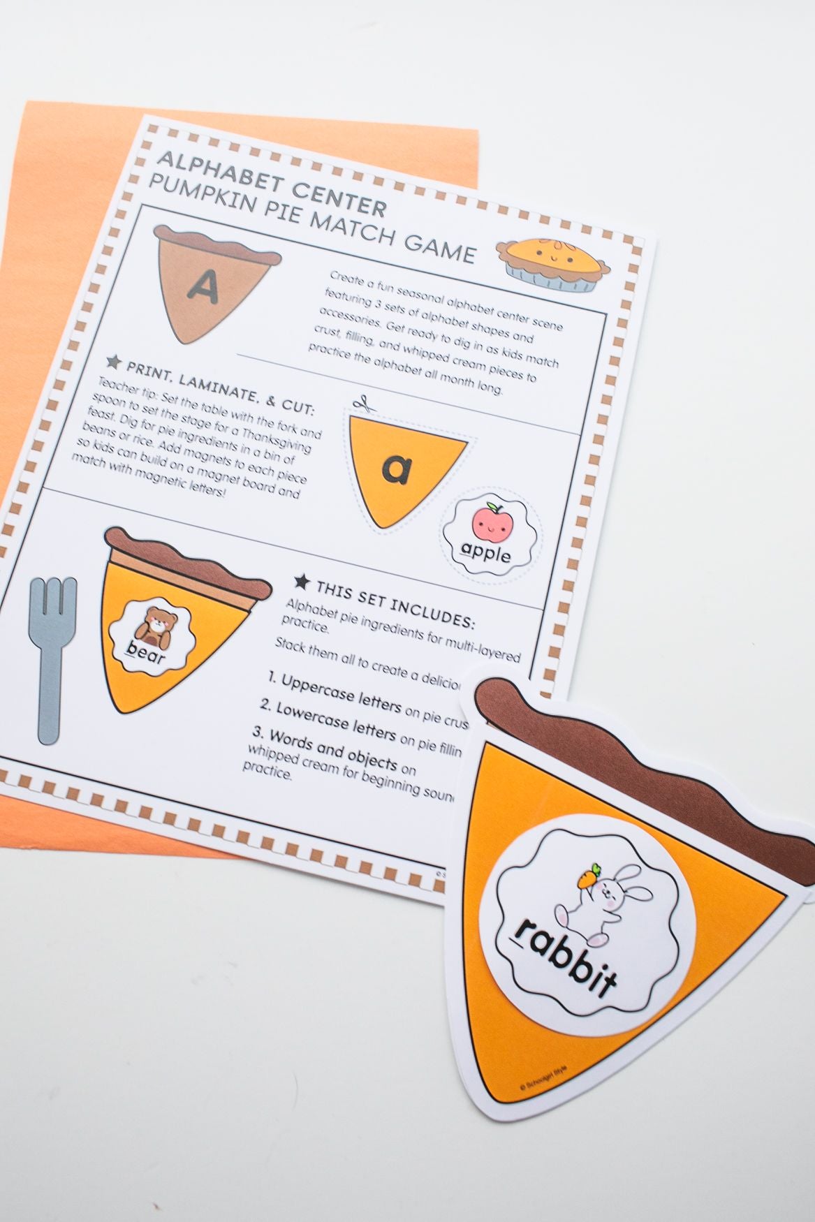 Printable Preschool November Alphabet Match