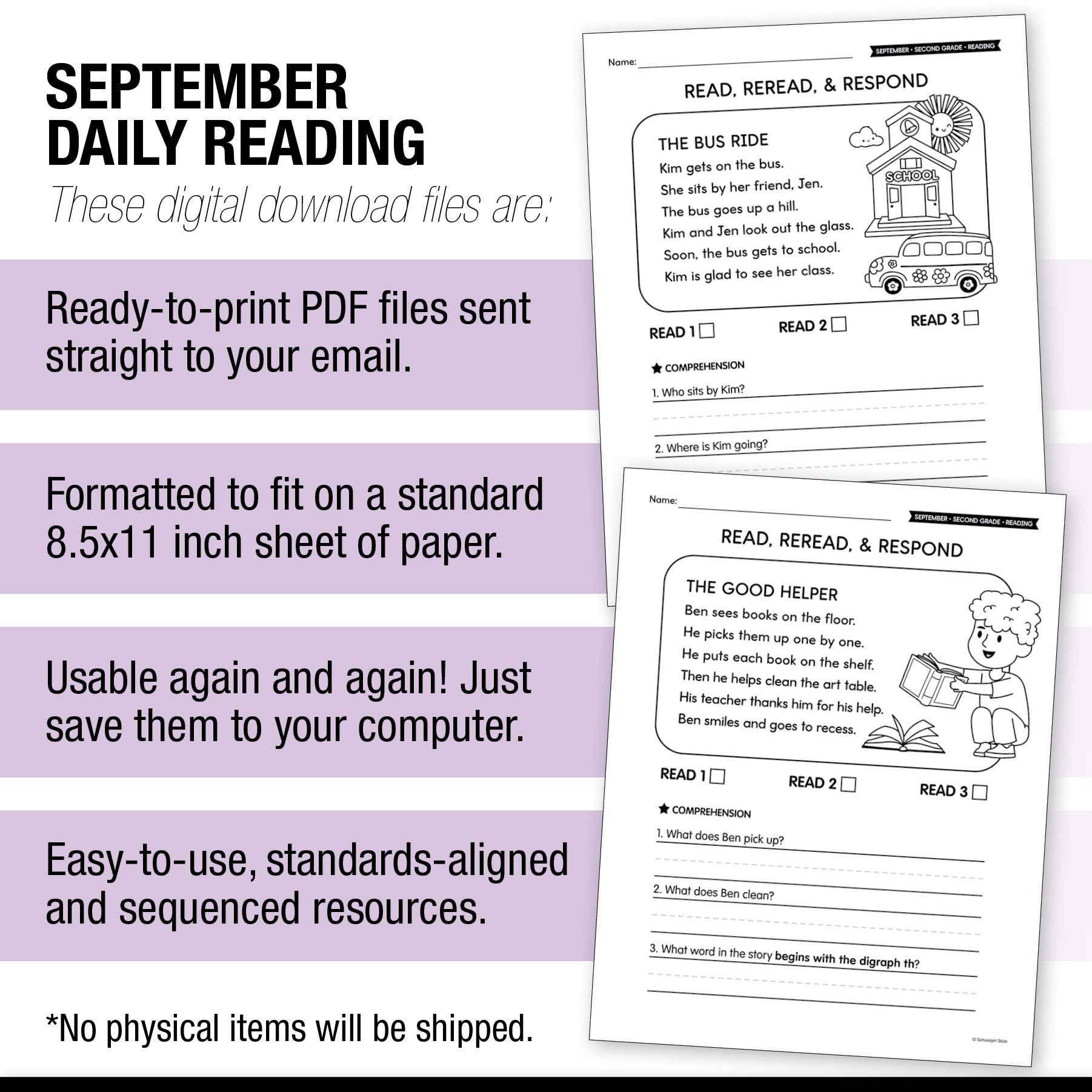 Second Grade September Daily Reading