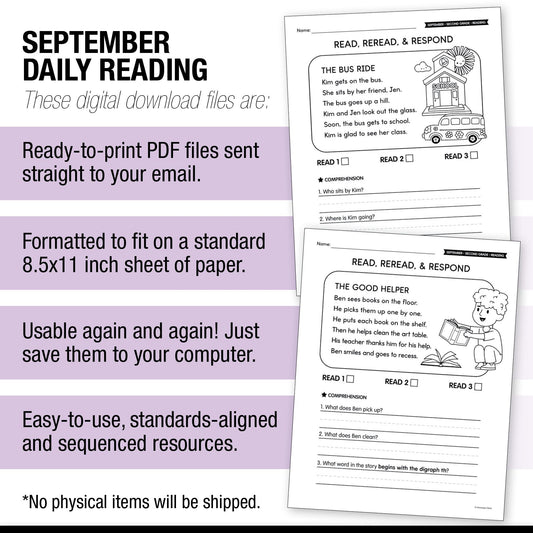 Second Grade September Daily Reading
