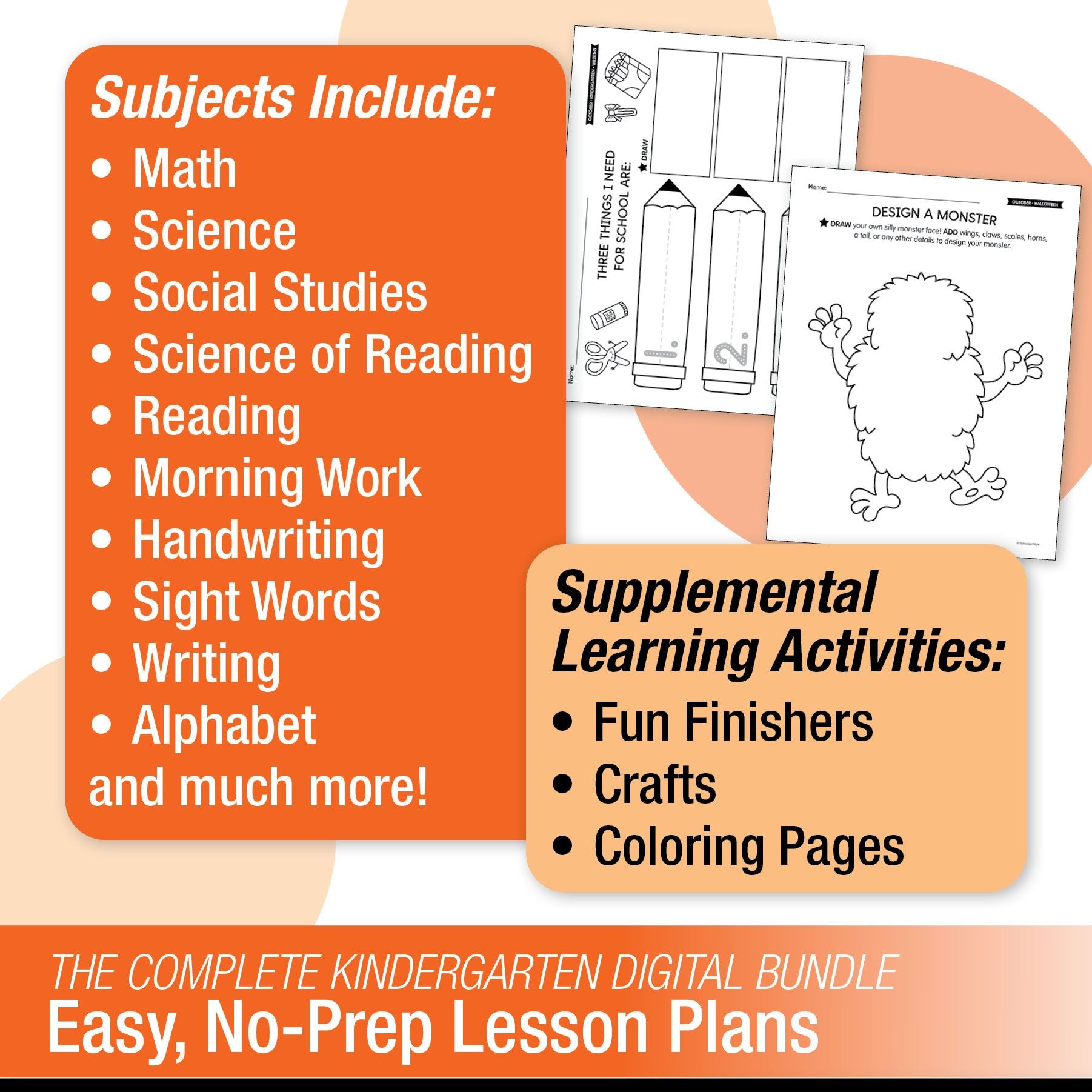 Printable Kindergarten October Thematic Unit Bundle