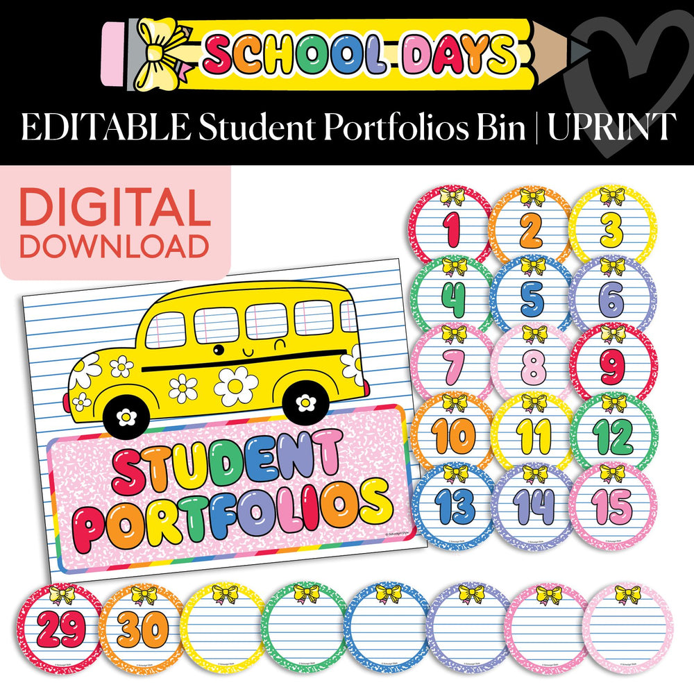 Printable Rainbow Editable Student Portfolios | School Days
