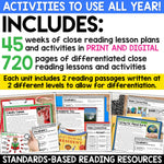 Differentiated Leveled Close Reading Comprehension Passages and Questions BUNDLE