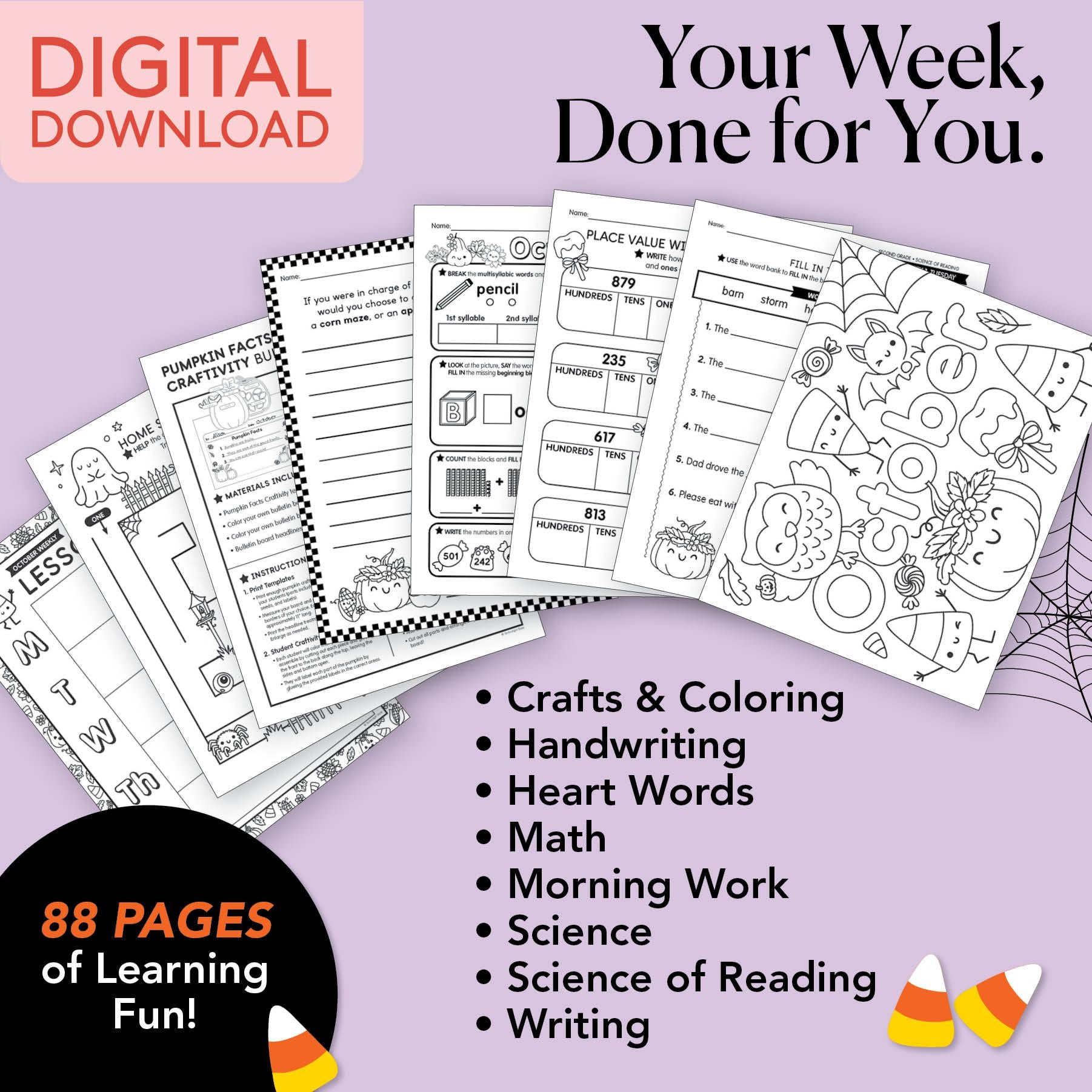 Printable Second Grade October Week 1 Resources