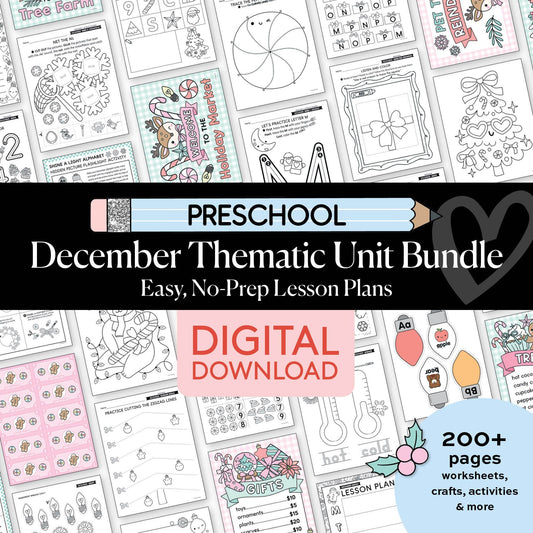 Printable Preschool December Thematic Unit Bundle