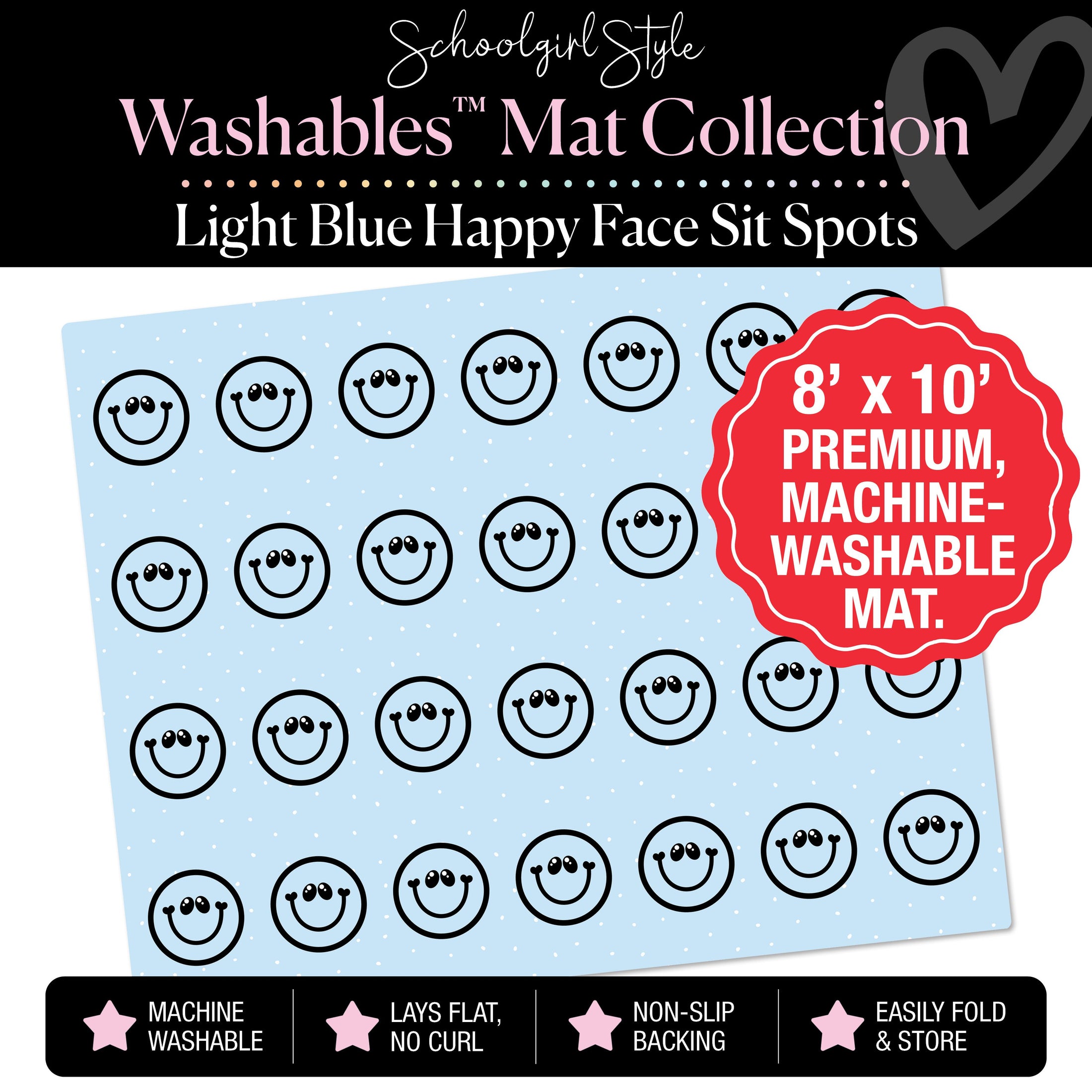 Light Blue Happy Face Sit Spot Classroom Mat by Schoolgirl Style