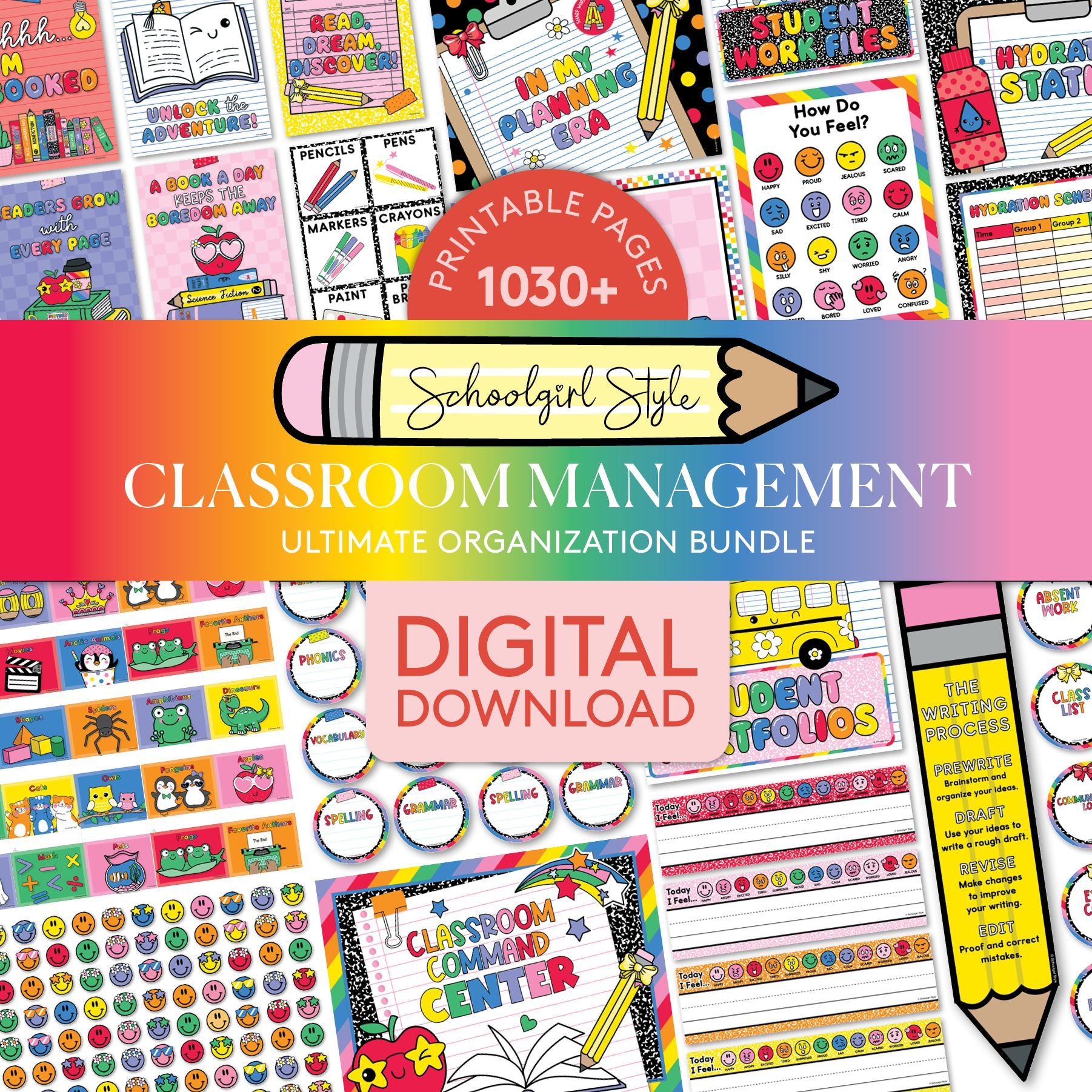 Printable Ultimate Rainbow Classroom Management and Organization Bundle