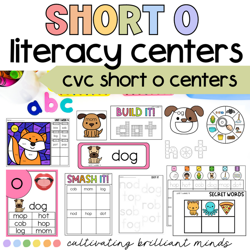 CVC Short O Phonics Centers | Literacy Centers | Kindergarten, First Grade