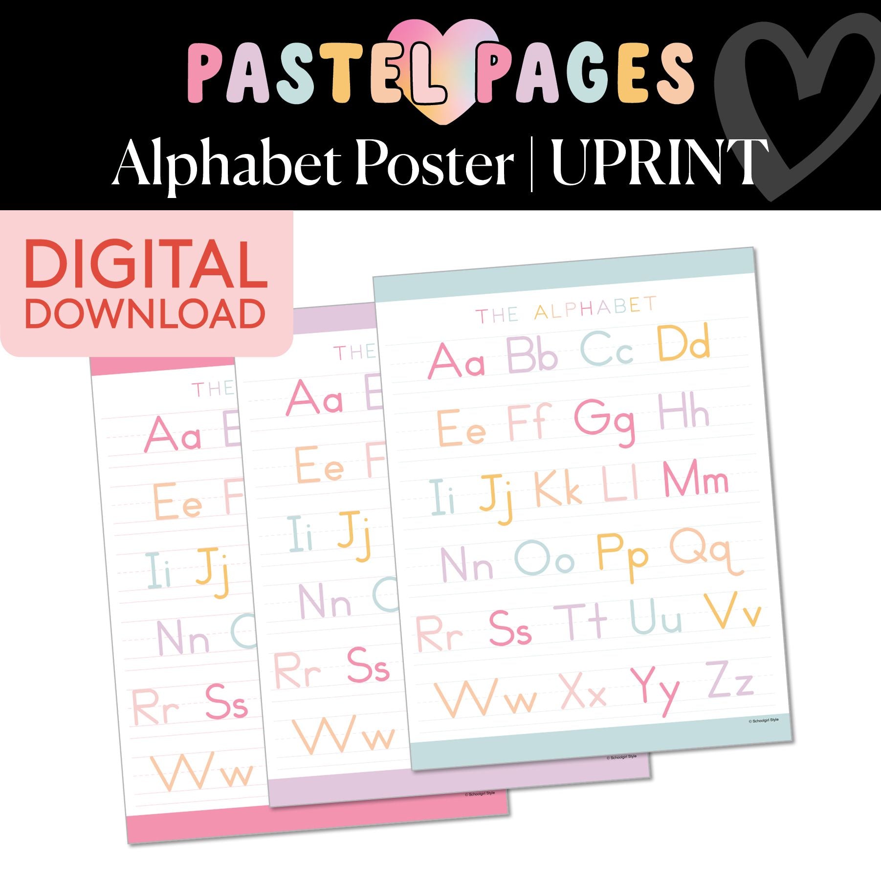 Printable Boho Pastel Alphabet Poster | Pastel Pages