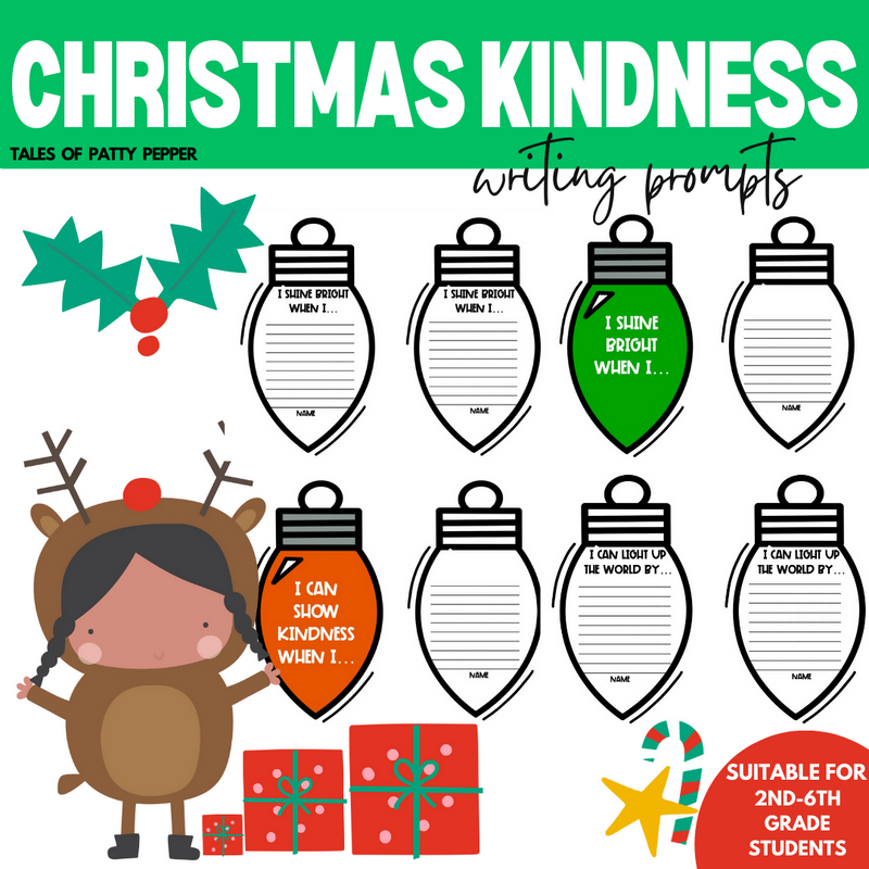 Christmas Kindness Writing Prompt Bulletin Board | Printable Classroom Resource | Tales of Patty Pepper