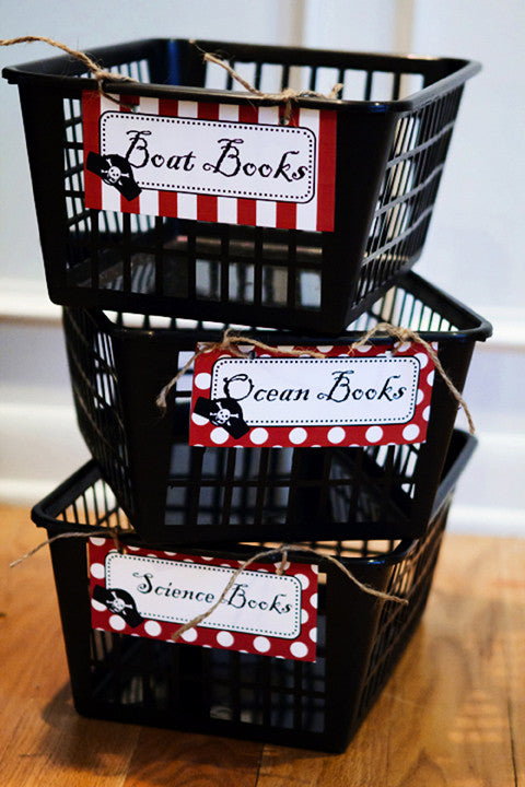 Pirate Book Basket Labels {UPRINT}