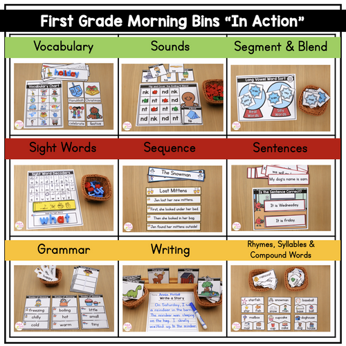 1st Grade December Morning Bins | Printable Classroom Resource | The Moffatt Girls