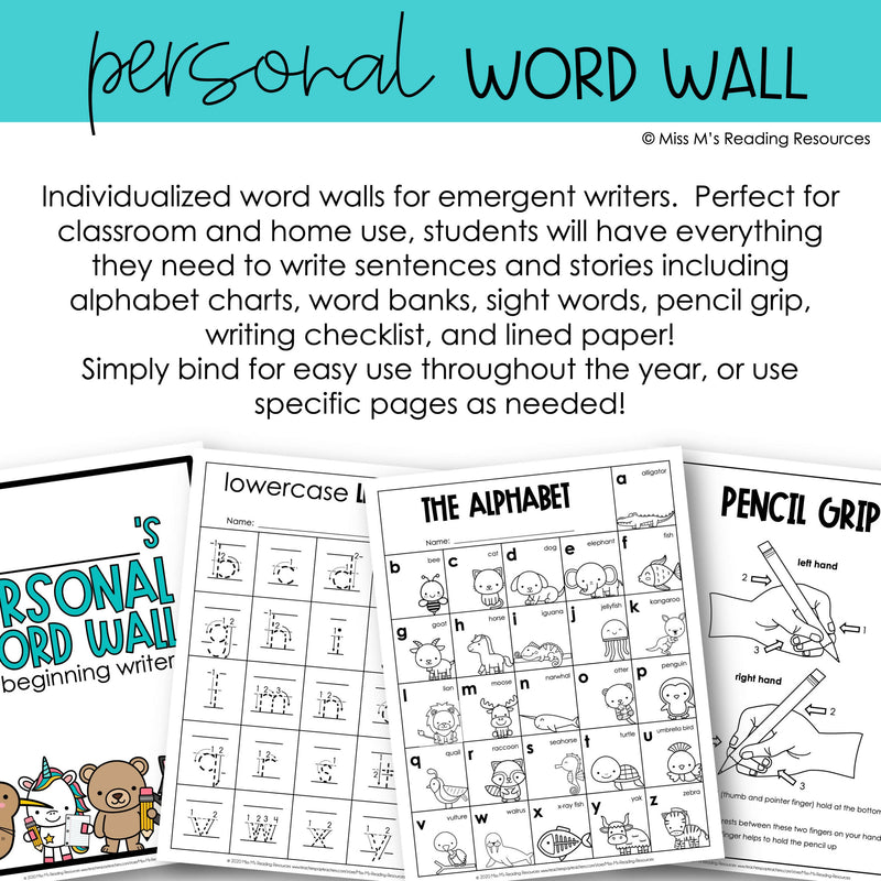Student Picture Dictionary for Writing and Vocabulary Personal Word Wall | Printable Classroom Resource | Miss M's Reading Reading Resources