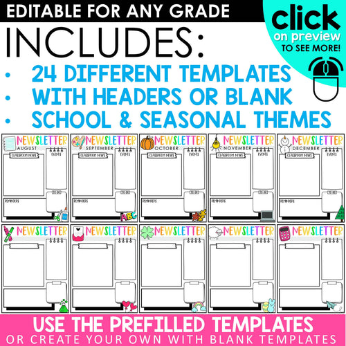 Editable Classroom Newsletter Templates for Student Parent Communication | Weekly & Monthly Templates | Printable Teacher Resources | A Love of Teaching