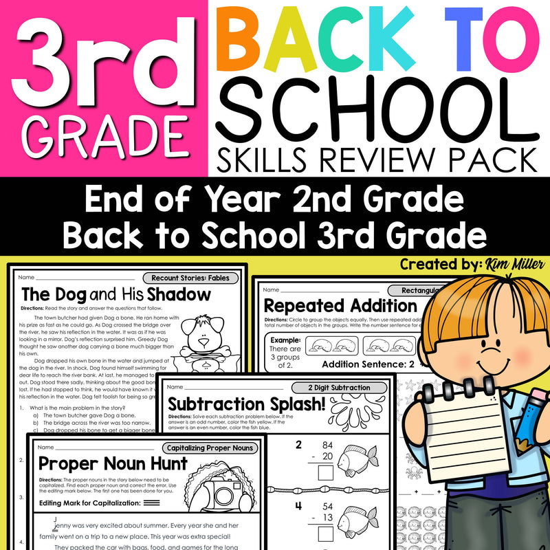 Back to School Review First Week of School Activities for 3rd Grade