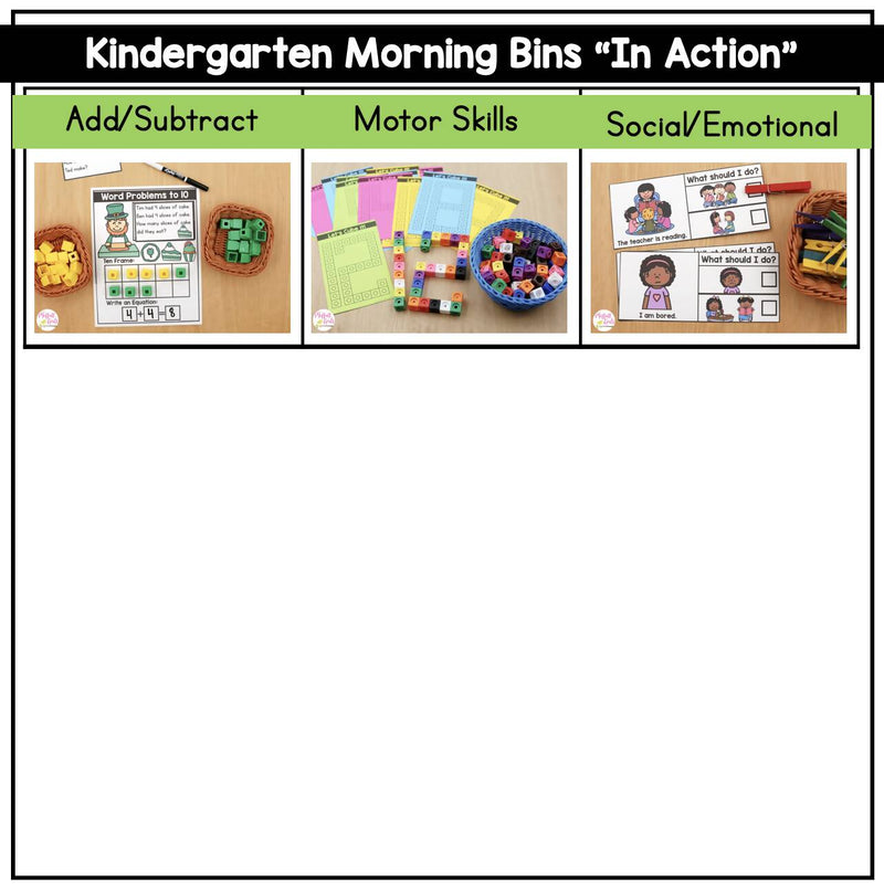 Kindergarten March Morning Bins