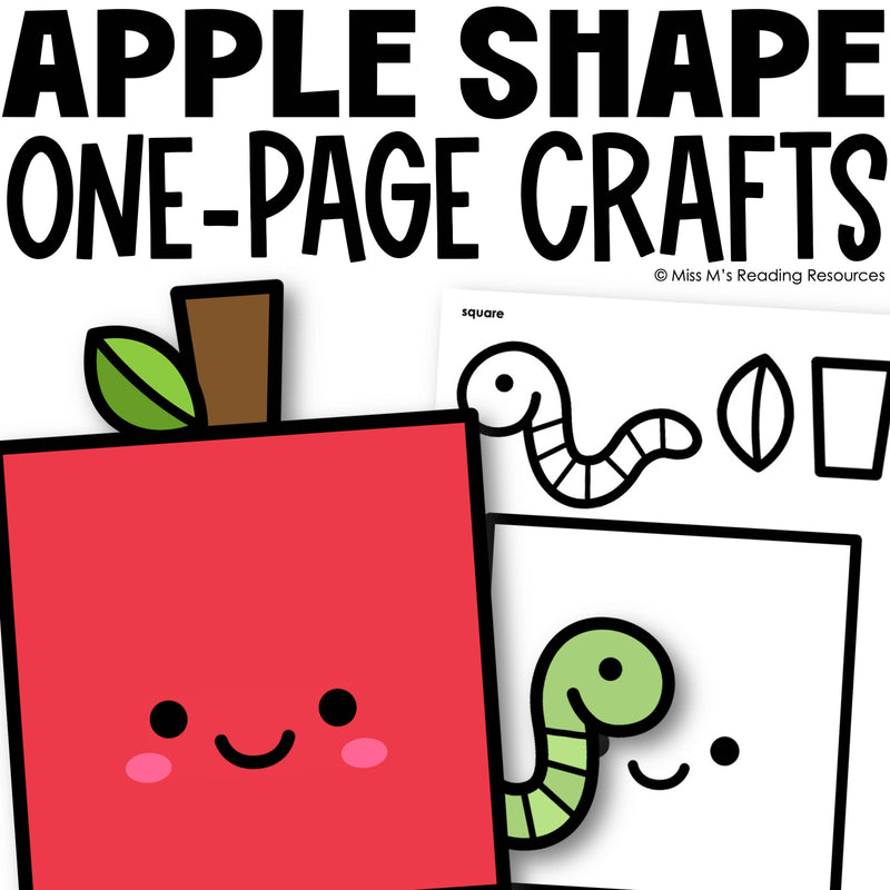 Apple Shape One Page Crafts by Miss M's Reading Resources