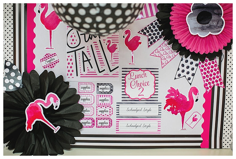 "Flamingo Black & White" Full UPRINT Bundle | Printable Classroom Decor | Teacher Classroom Decor | Schoolgirl Style
