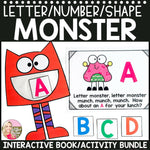 Letter Number and Shape Monster Interactive Book and Activity Bundle by Glitter and Glue and Pre-K Too