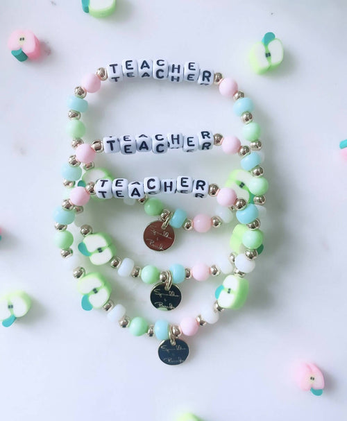 Green Apple Teacher Bracelet by sprinkles_and_beads
