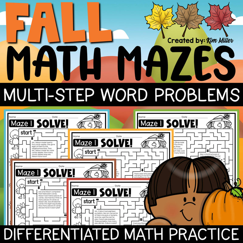 Fall Math Worksheets Multi Step Two Step Word Problems Math Mazes