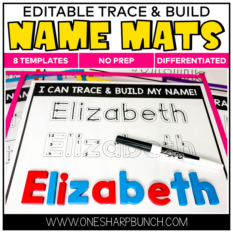 Editable Trace and Build Name Mats 8 Templates No Prep and Differentiated by One Sharp Bunch