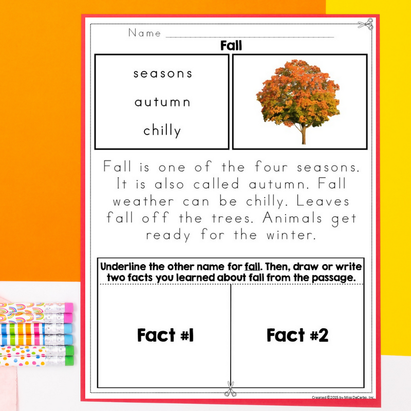 Interactive Vocabulary Reading Passages | Fall Edition