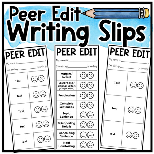 Peer Edit Writing Slips by Miss West Best