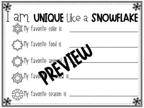 I am Unique like a Snowflake! Writing Craftivity | Printable Classroom Resource | Keepin up with the Kinders