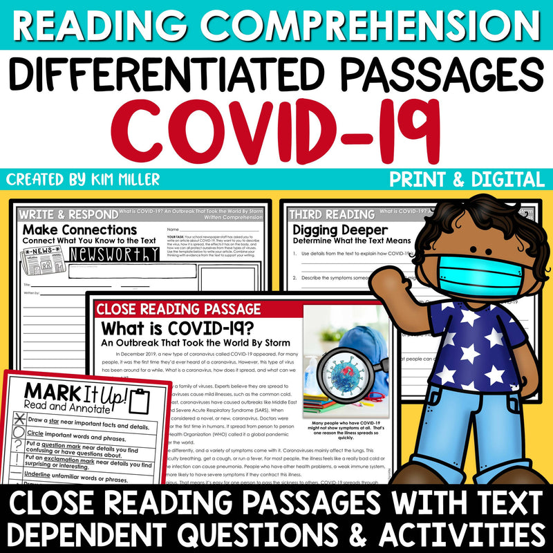 COVID 19 Coronavirus Close Reading Comprehension Passages Healthy Habits